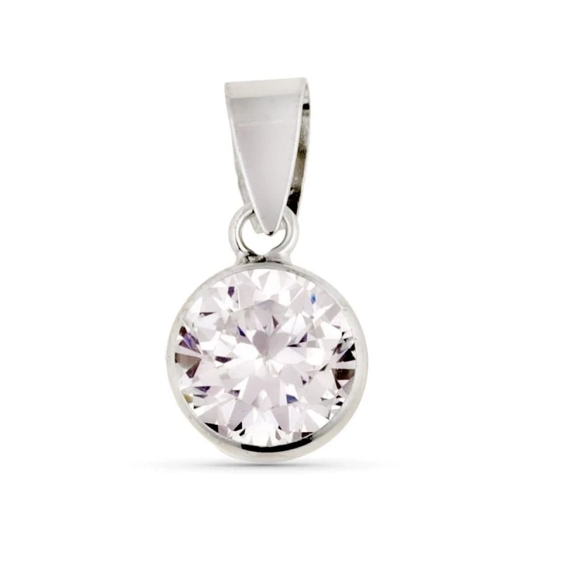 Colgante en Oro Blanco 9k chatón de 7 mm. con circonita