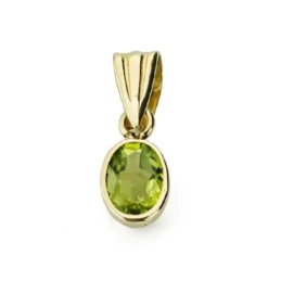 Colgante de Oro 9k con piedra olivina ovalada de 6 mm. y 0.47ct.