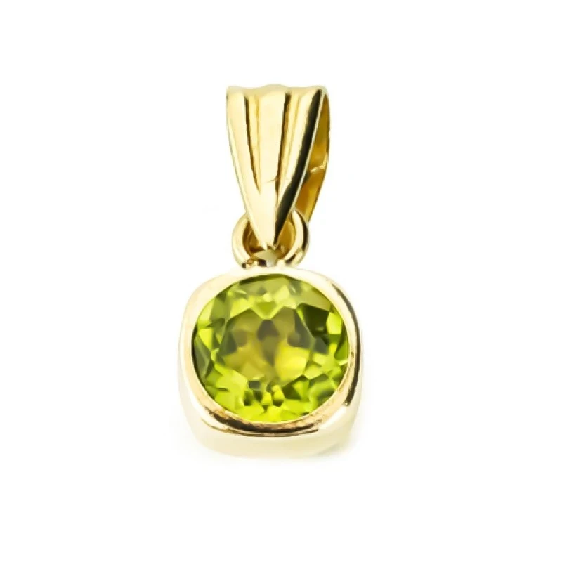 Colgante de Oro 9k con piedra olivina de 5 mm. y 0.57ct.