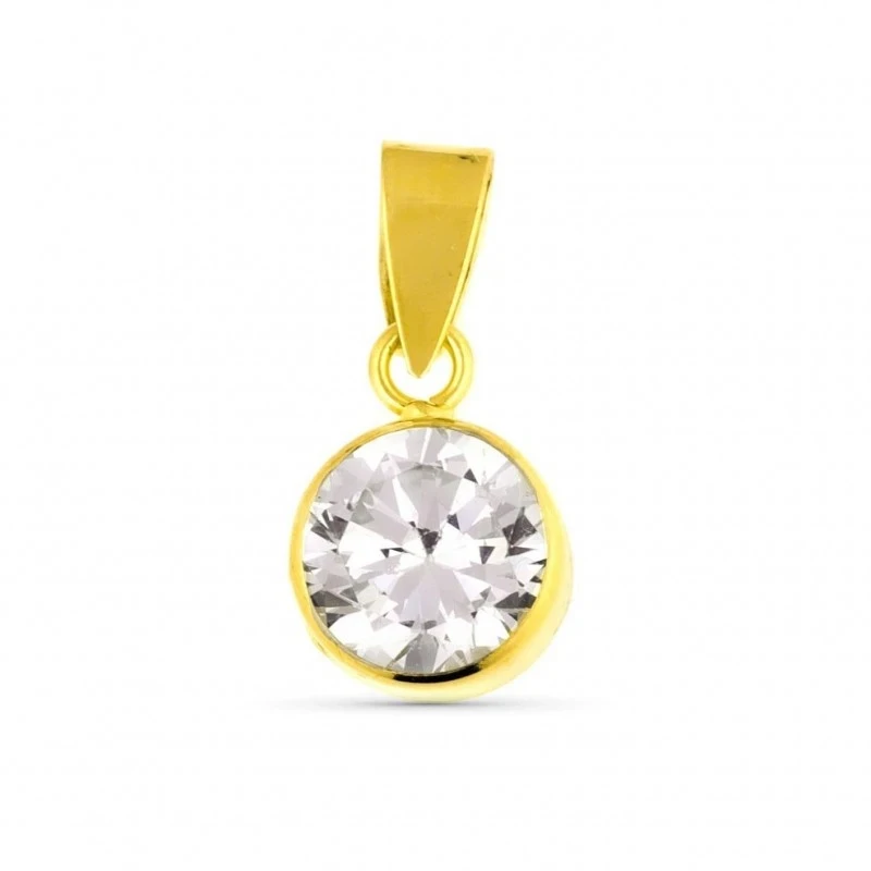 Colgante de Oro 9k chatón de 6 mm. con circonita