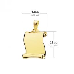 Pergamino Placa Colgante en Oro 9k de 18 mm. liso
