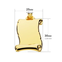 Pergamino Placa Colgante en Oro 9k de 30 mm. liso