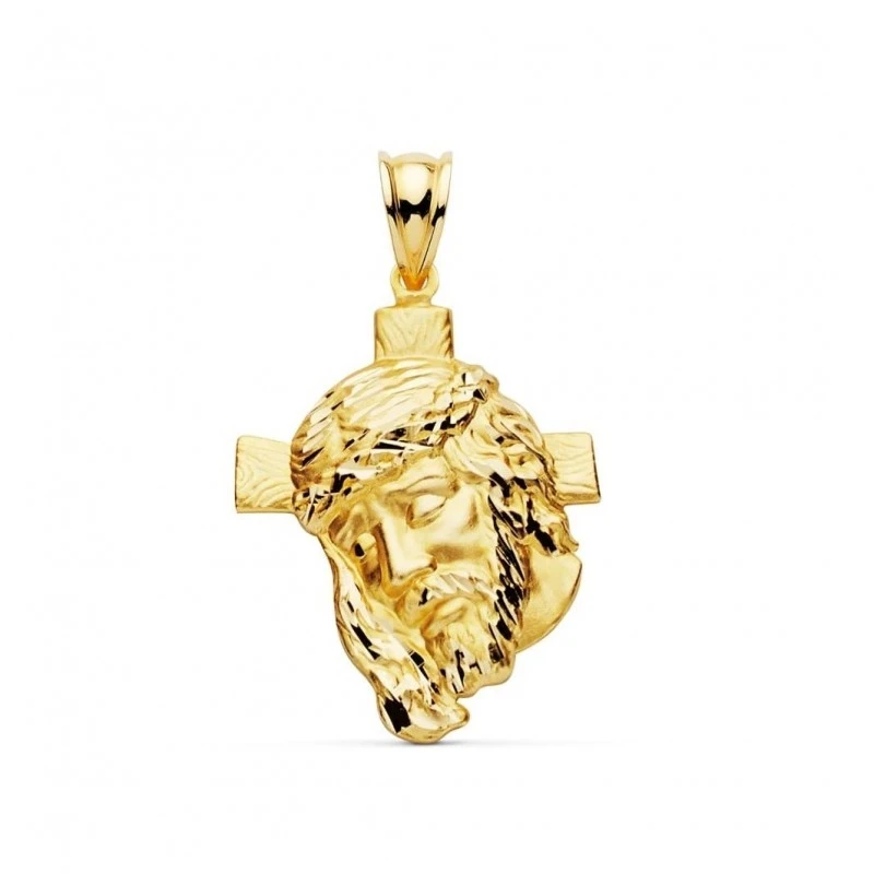 Cabeza de Cristo Colgante de Oro 9k con 31 mm. y cruz