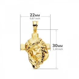 Cabeza de Cristo Colgante de Oro 9k con 31 mm. y cruz