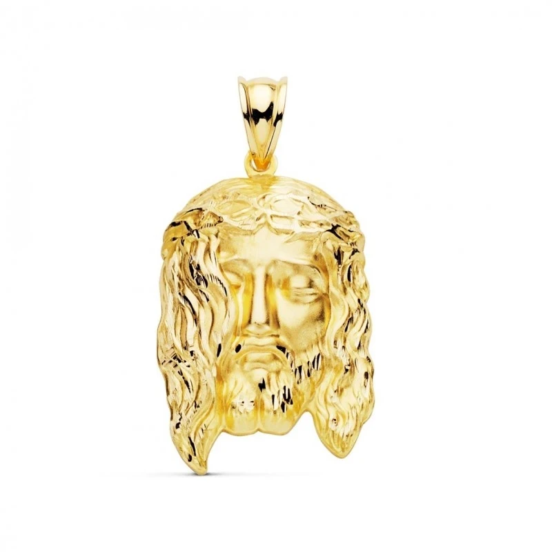 Cabeza de Cristo Colgante de Oro 9k con 30 mm. estampado