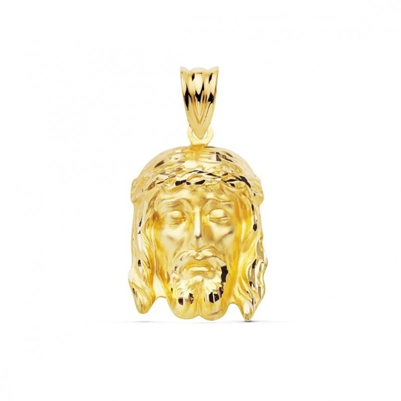 Cristo de la Buena Muerte Colgante Oro 9k de 23 mm. cabeza. Grabación