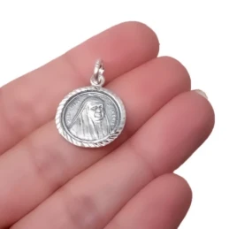 Santa Ángela de la Cruz Medalla Plata Ley 925m maciza 18 mm. detalles