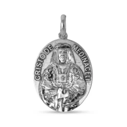Cristo de Medinaceli Medalla Plata Ley 925m maciza 24 mm.. Grabación