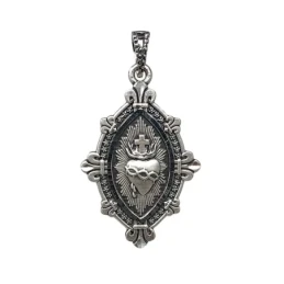 Medalla plata Ley 925m. maciza Corazón de Jesús 38mm. DETENTE unisex