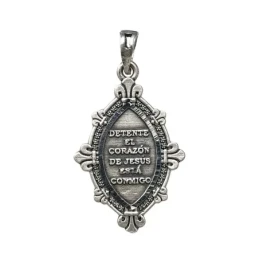 Medalla plata Ley 925m. maciza Corazón de Jesús 38mm. DETENTE unisex
