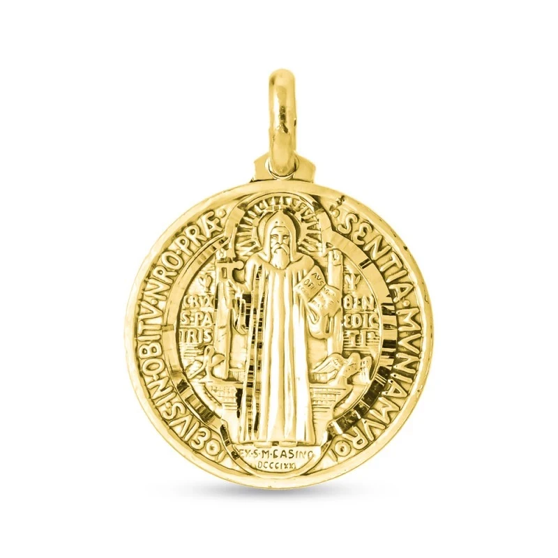 San Benito Escapulario Medalla en Oro de 18k maciza de 30 mm.