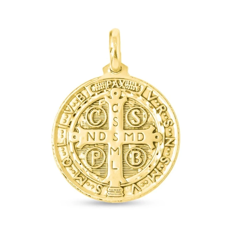 San Benito Escapulario Medalla en Oro de 18k maciza de 30 mm.