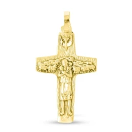 Cruz del Buen Pastor Colgante en Oro de 18k macizo de 48 mm. del Papa