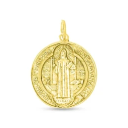 San Benito Escapulario Medalla en Oro de 18k maciza de 28 mm.
