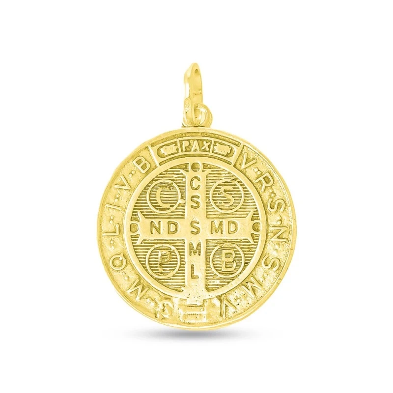 San Benito Escapulario Medalla en Oro de 18k maciza de 28 mm.