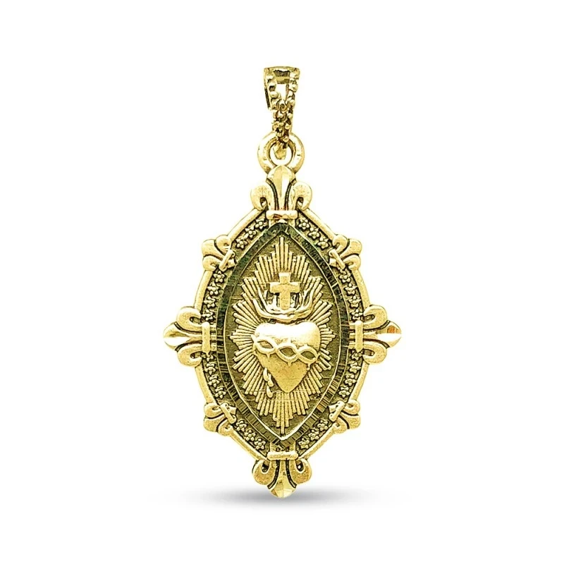 Detente Corazón de Jesús Medalla Colgante en Oro de 18k maciza con 38
