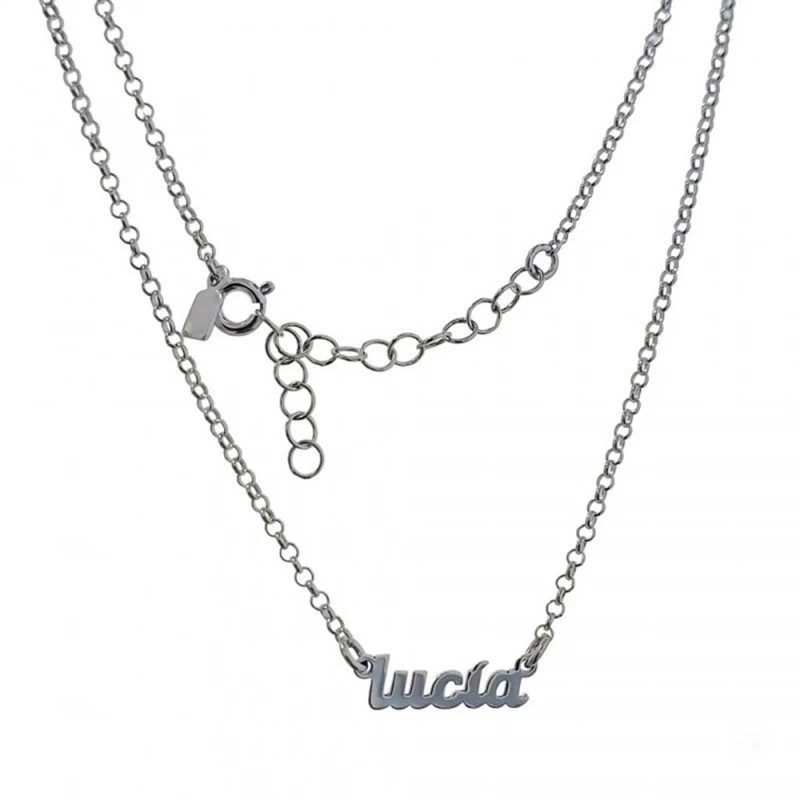 Gargantilla Plata Ley 925m nombre personalizado cadena rolo 38 cm.
