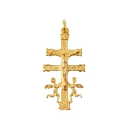 Caravaca Cruz Colgante Plata Ley 925m unisex 38 mm. chapado oro trase