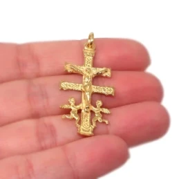 Caravaca Cruz Colgante Plata Ley 925m unisex 38 mm. chapado oro trase