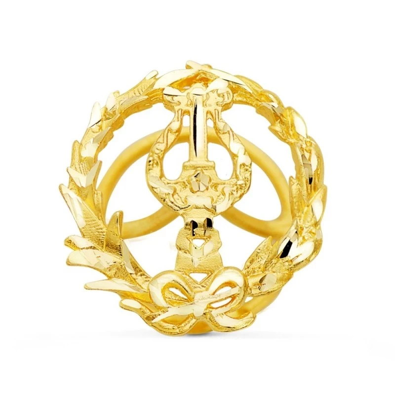 Músico Insignia Profesional Escudo Oro 18k unisex 16 mm. alfiler pin