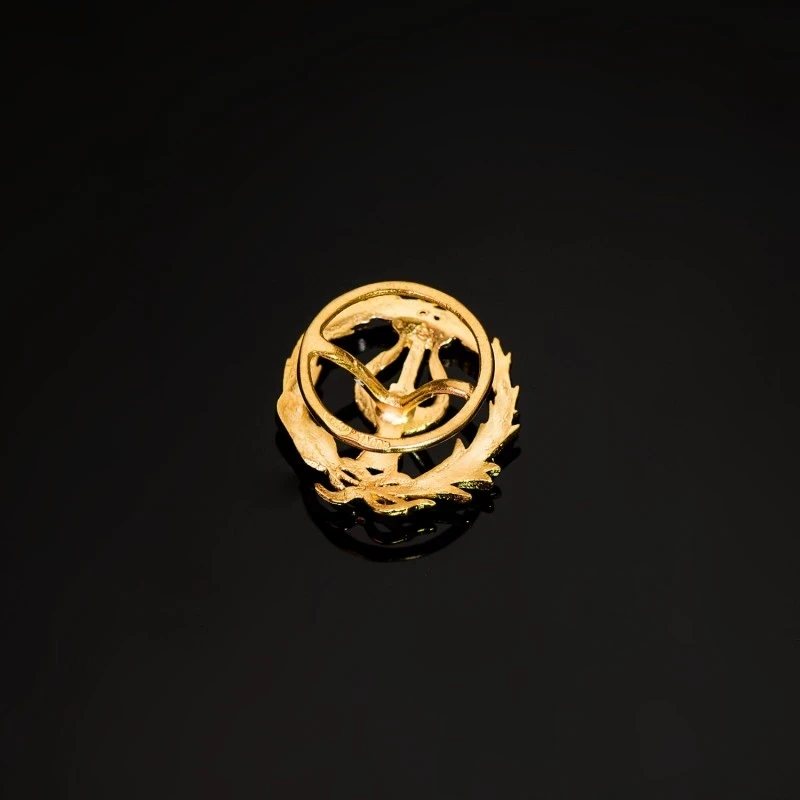 Músico Insignia Profesional Escudo Oro 18k unisex 16 mm. alfiler pin