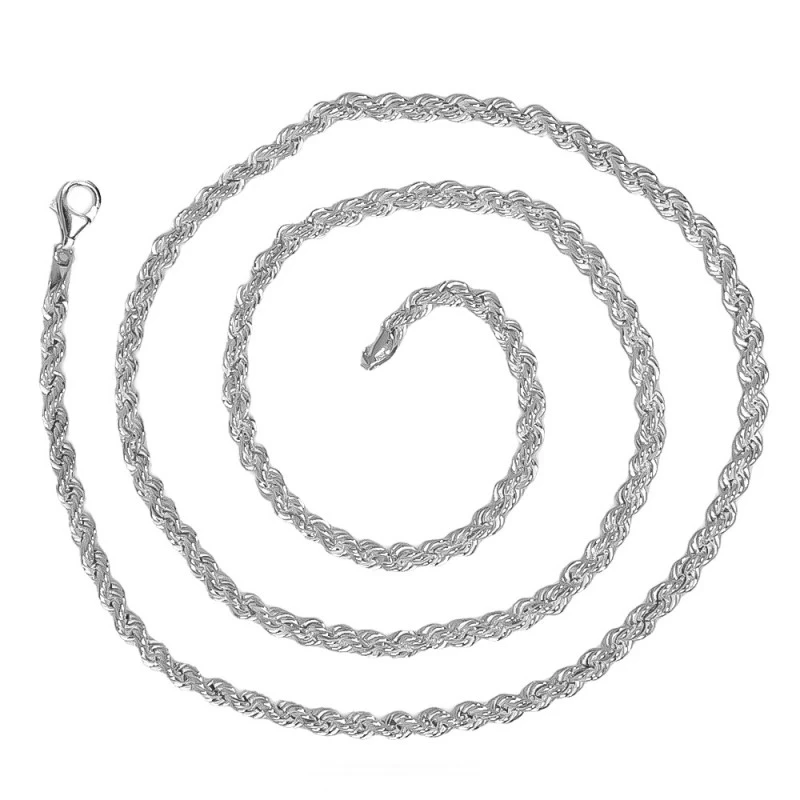 Cordón Salomónico en Plata de Ley 925m de 80 cm. con 5 mm. de ancho