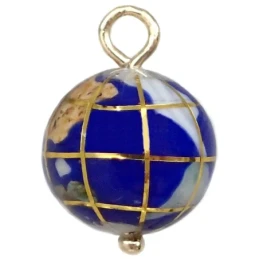 Colgante oro 18k bola del mundo 16mm. lapislázuli asa lisa