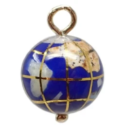 Colgante oro 18k bola del mundo 16mm. lapislázuli asa lisa