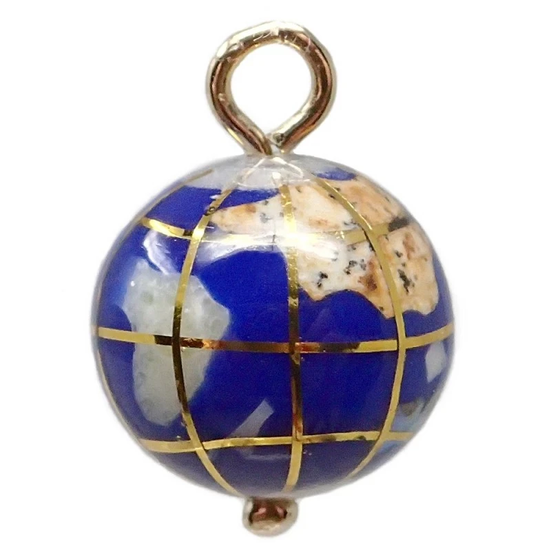Colgante oro 18k bola del mundo 16mm. lapislázuli asa lisa