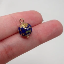 Colgante oro 18k bola del mundo 16mm. lapislázuli asa lisa