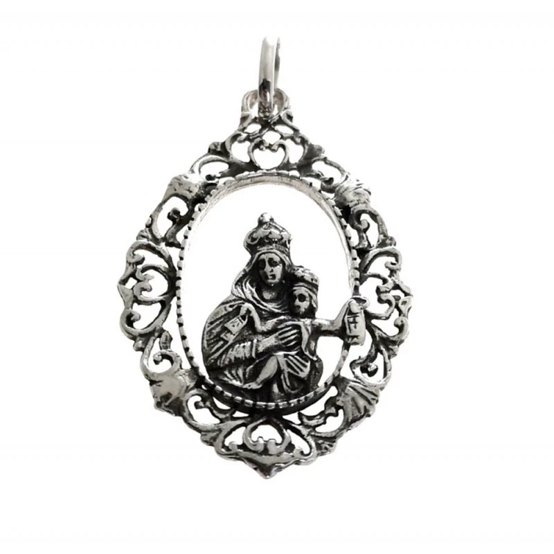 Medalla colgante plata ley 925m 35mm. Virgen Carmen [AA8128]
