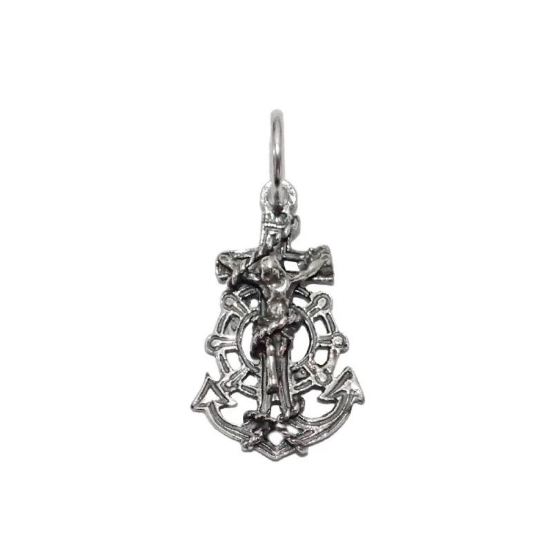 Cruz Marinera Colgante Plata Ley 925m unisex 20 mm. Cristo oxidada