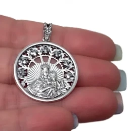 Virgen del Carmen Medalla Plata Ley 925m maciza 27 mm. calada tallada