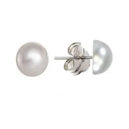 Pendientes plata Ley 925m media perla sintética 14mm. [AB1131]