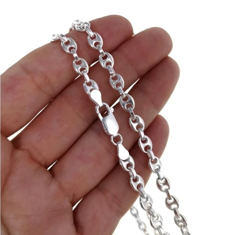 Cadena plata Ley 925 maciza 70 cm. eslabón modelo calabrote 5 mm. anc