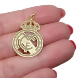 Real Madrid CF Colgante Plata Ley 925m macizo de 30 mm. chapado oro.