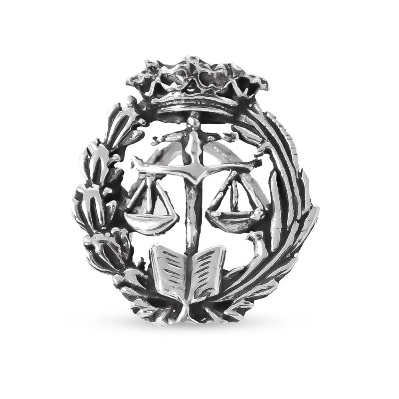 Insignia Profesional de Derecho 18 mm. Plata de Ley 925m macizo escud