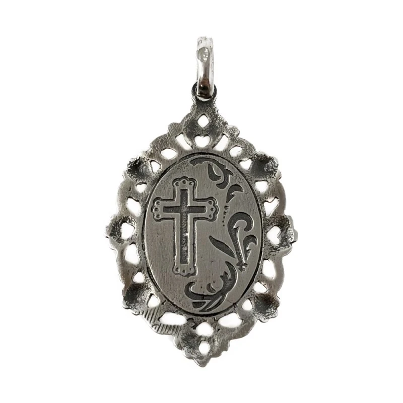Virgen del Perpetuo Socorro Medalla Plata Ley 925m colgante 38 mm. ma