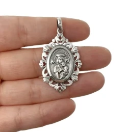 Virgen del Perpetuo Socorro Medalla Plata Ley 925m colgante 38 mm. ma