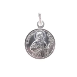 San Judas Tadeo medalla plata Ley 925m unisex 15 mm. bisel borde