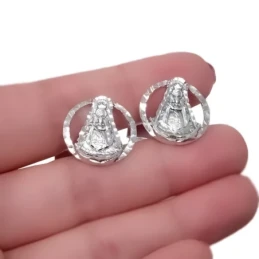 Virgen del Rocío Gemelos Plata Ley 925m macizos 23 mm. calados cerco
