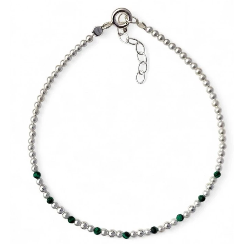 Pulsera en Plata de Ley 925m con 17 cm. y bolas lisas de 2 mm. combin