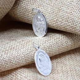Escapulario San José Virgen María Medalla en Plata de Ley 925m maciza
