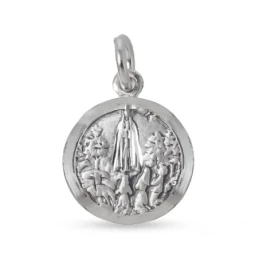 Virgen de Fátima Medalla en Plata de Ley 925m maciza de 15 mm. bisel