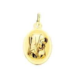 Virgen Niña medalla oro 18k Primera Comunión colgante 19 mm. ovalao m