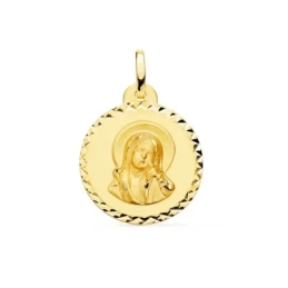 Virgen María Espíritu Santo medalla oro 18k Primera Comunión 20 mm. b