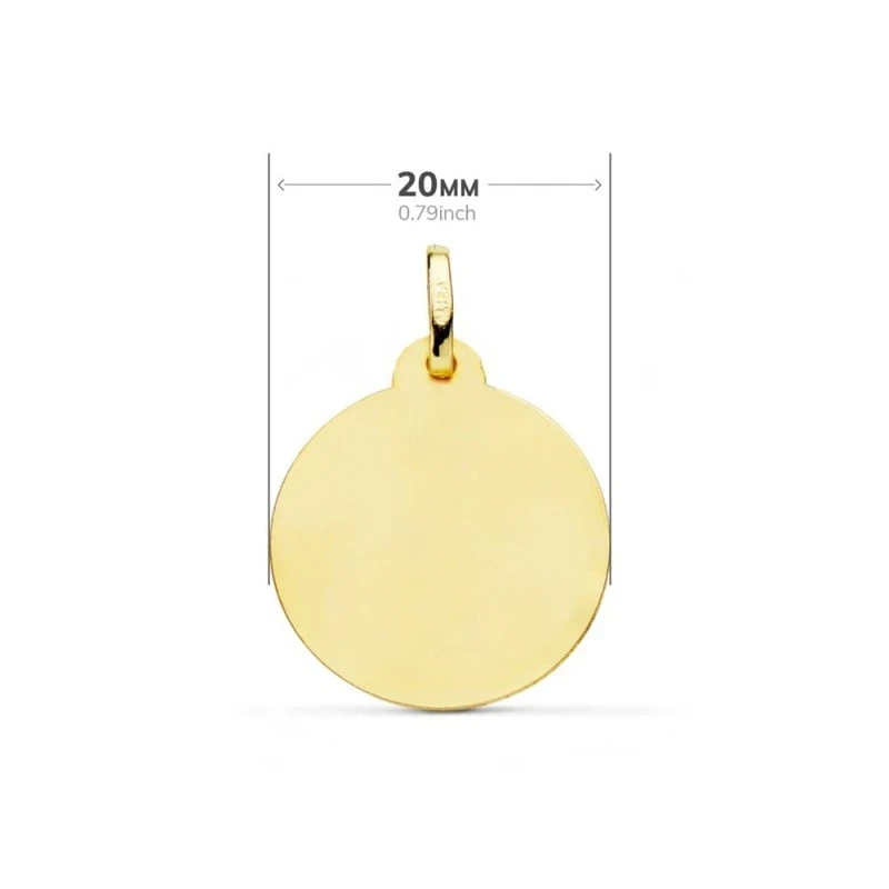 Virgen Niña medalla oro 18k Primera Comunión 20 mm. detalles tallados