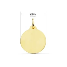 Virgen Niña medalla oro 18k Primera Comunión 20 mm. detalles tallados