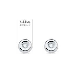 Pendientes oro blanco 18k niña 4.85 mm. dos diamantes brillantes 0.03