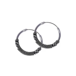 Aros Bali Pendientes Plata Ley 925m mujer 20 mm. oxidados detalles tr